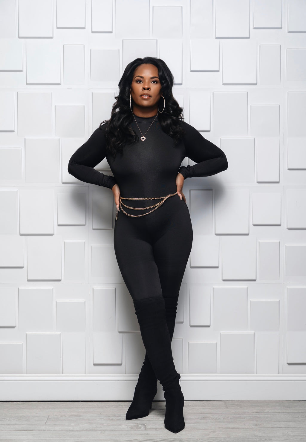 BLACK MOCK NECK JUMPSUIT